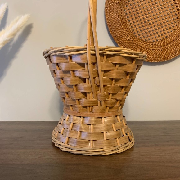 Vintage Wicker Rattan Plant Stand Boho Basket - Picture 6 of 11
